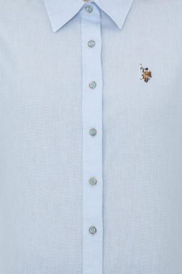 Женская голубая рубашка с длинным рукавом Basic - U.s. polo assn фото 6