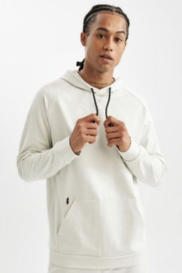DeFactoFit Standart Fit Kapusonlu Cepli Skuba Dalg?c Kumas Sporcu Sweatshirt