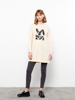 Bisiklet Yaka ??lemeli Uzun Kollu Oversize Kad?n Tunik