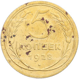 Монета 5 копеек 1928 года