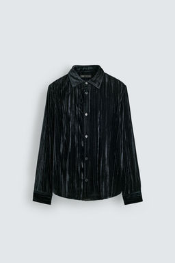 PLEATED VELVET OVERSHIRT