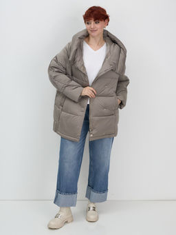 Куртка зимняя женская с капюшоном модная коричневого цвета 7651K - Visdeer фото 11