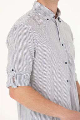 U. S. Polo Assn Мужская белая рубашка в темно-синюю полоску - U.s. polo assn фото 14