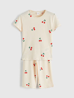 Kiraz Desenli K?z ?ocuk ?ortlu Pijama Tak?m?