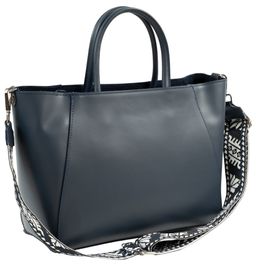 Сумка женская Sefaro Exotic из телячьей кожи тёмно-синяя 36×28×14 см