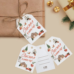 Цена за 10 шт. Открытка-шильдик на подарок «Счастья в Новом году», акварельный картон, 5 х 7 см