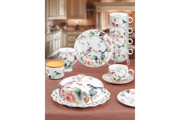 Блинница 26*26*11,5 см "Певчие птички" фарфор NEW BONE CHINA