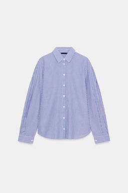 CAMISA ALGOD?N RAYAS / Crudo / Azul - Zara фото 7