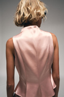 TOP SATINADO BOTONES JOYA / Rosa - Zara фото 3