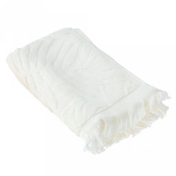 Полотенце махровое "Тропики" 70х140см, хлопок 100%, с бахромой, белый (Китай)