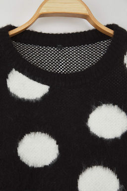 Siyah Genis Kal?p Yumusak Dokulu Puantiyeli Triko Kazak TWOAW26KZ00225 - Trendyolmilla фото 7