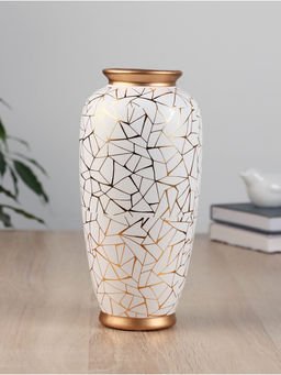Ваза «Метте», d=7 см, 23×9 см, керамика, золотисто-белая