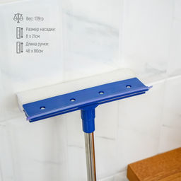 Окномойка с поролон. насадкой, стальная телекопич.ручка, сгон силикон 20*7,5*48(77) см, арт. 1860192 - Полимербыт фото 3