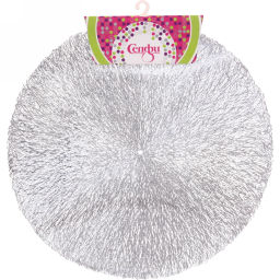 Цена за 3 шт. Салфетка плетеная 38см "Паутинка" серебро