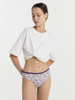 Цена за 2 штуки! Трусы женские слипы молочно-бежевые с контурными цветами контурные цветы на молочном 412246H - Mark formelle фото 2