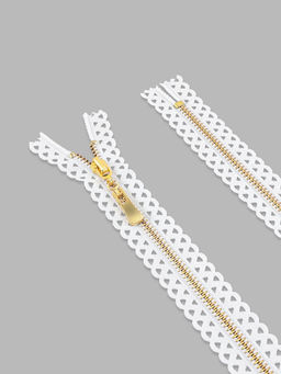 Цена за 10 шт. Молния металлическая, №3, неразъёмная, замок автомат, 60 см, декоративная, белая