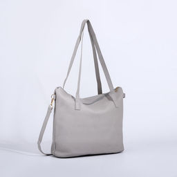 Сумка - шоппер женская на молнии, 43×13×30 см, однотонная, серая