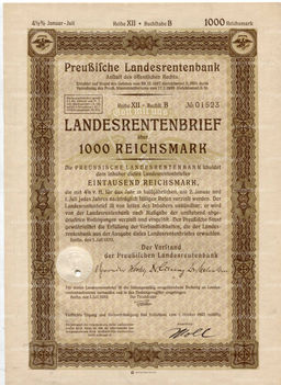 Облигация 4,5% 1000 рейхсмарок 1939 года Германия
