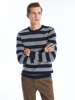 Bisiklet Yaka Uzun Kollu Renk Bloklu Erkek Triko Kazak - Waikiki фото 2