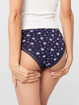 Цена за 2 штуки! Трусы слипы женские синие с цветочным принтом цветочки на т.синем 412550 - Mark formelle фото 5