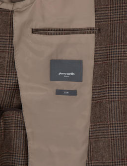 Kahverengi Y_n Kar___ml_ Slim Fit Ceket