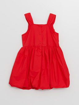 Kare Yaka Ask?l? K?z Bebek Poplin Elbise