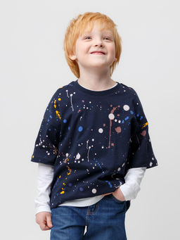 КР 302006/индиго,космические брызги фуфайка (футболка) для мал