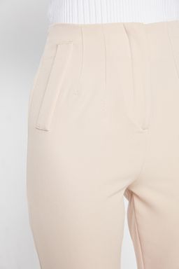 Bej Cigarette Kal?p Pensli Yuksek Bel Bilek Boy Dokuma Kumas Pantolon TWOSS20PL0515