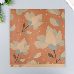 Цена за 5 шт. Бумага для скрапбукинга двусторонняя крафт Цветы, плотность 180 г, 30.5?32 см