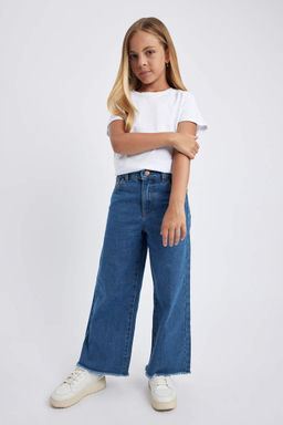 Широкие джинсовые брюки для девочек