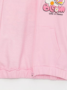 Kap??onlu Bask?l? Uzun Kollu K?z ?ocuk Fermuarl? Sweatshirt - Waikiki фото 2