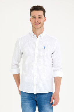 U. S. Polo Assn Мужская белая рубашка с принтом Saks - U.s. polo assn фото 3