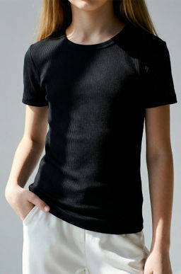 Футболка для девочки в рубчик из рибаны Happyfox