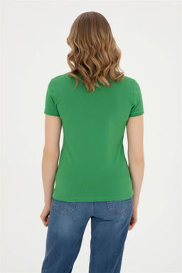 Женская зеленая базовая футболка с воротником-поло Неожиданная скидка в корзине - U.s. polo assn фото 5
