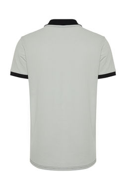 Siyah Renk Bloklu Regular/Normal Kesim %100 Pamuklu Polo Yaka T-shirt TMNSS24PO00009