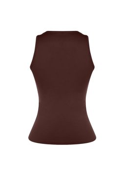 Kahverengi Pamuklu Halter Yaka Fitted/Vucuda Oturan Esnek Orme Atlet TWOSS23AL00069