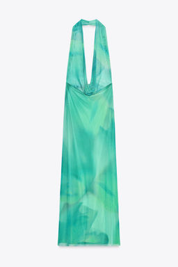 PRINTED TULLE MAXI DRESS - Zara фото 16