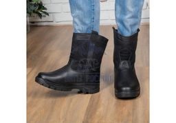 Мини-монголки мужские черные, литая подошва натуральная кожа - Мирунт фото 15