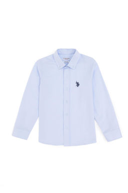 Голубая базовая рубашка с длинным рукавом для мальчика Неожиданная скидка в корзине