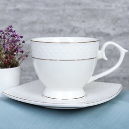 Чайный набор 12 предметов 300 мл на ножке / GA2-12G /уп 8/ костяной фарфор - Галеонтрейд фото 3