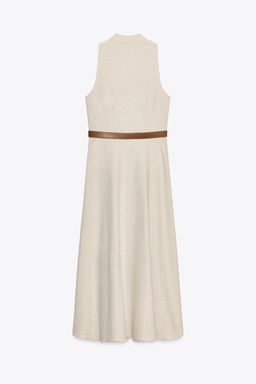 LINEN BLEND MIDI DRESS WITH BELT - Zara фото 8