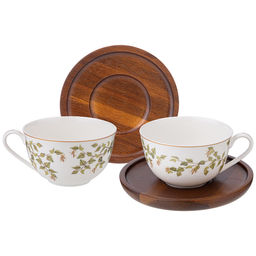 ЧАЙНЫЙ НАБОР LEFARD БЕРЕЗКИНА 2 ПЕР. 4 ПР. 300 МЛ НА ДЕРЕВ. БЛЮДЦЕ