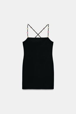 VESTIDO STRETCH TIRANTES FLORES / Negro - Zara фото 6