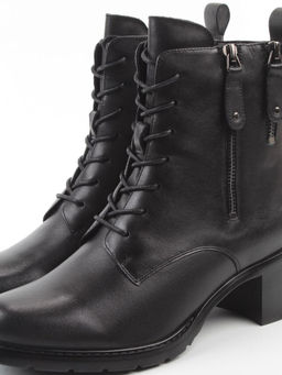 01-E102B-272A BLACK Ботинки демисезонные женские (натуральная кожа, байка)