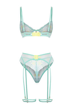 Trendyolmilla Lila-Sar? Tul Jartiyer, Toka, Bacak Bant Detayl? Kaps?z Orme Ic Camas?r? Tak?m? THMSS25CC00034  фото 6