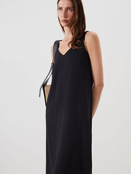 V Yaka Dokulu Ask?l? A Kesim Elbise