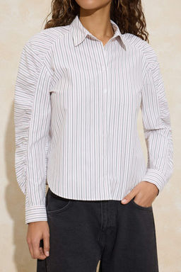 Pembe-Cok Renkli Cizgili Kol Buzgulu Gomlek TWOSS26GO00036 - Trendyolmilla фото 3