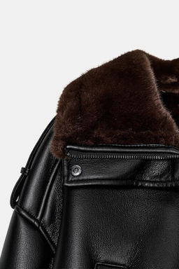 DOUBLE-FACED FAUX LEATHER BOMBER JACKET - Zara фото 16