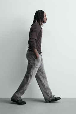 JEANS BOLSILLO CARPINTERO LAVADO / Gris - Zara фото 6