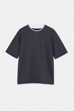 Gri Oversize/Genis Kesim Ottoman Orme T-Shirt TMNSS26TS00038